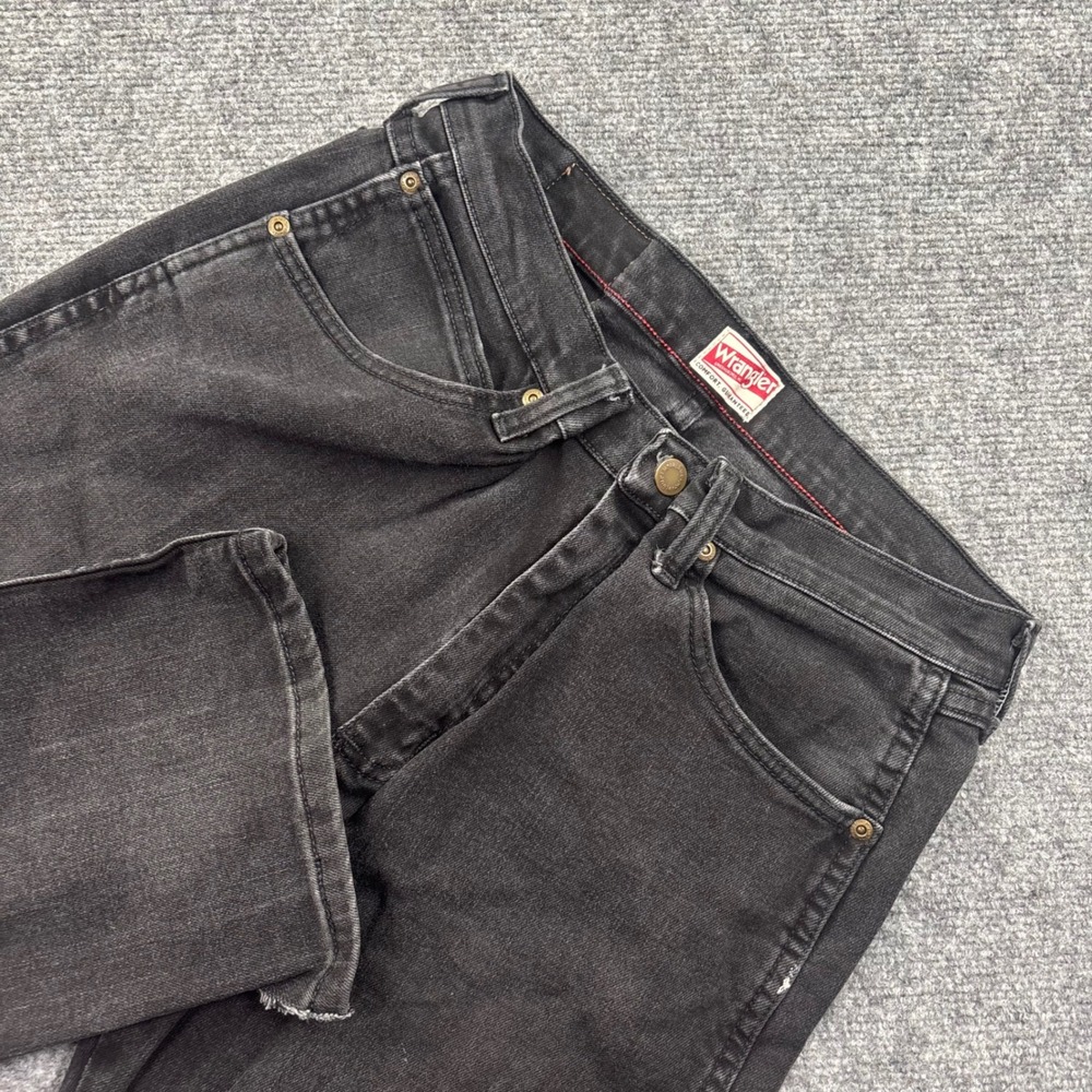 Wrangler Jeans 31x30 Black Faded Distressed Straight Leg Denim Men's